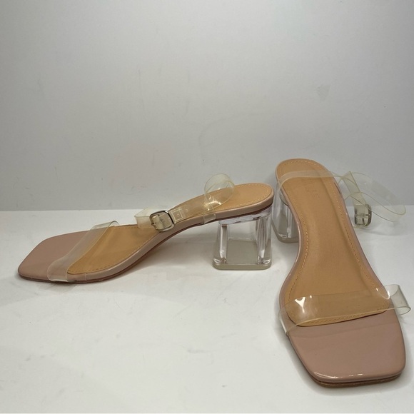 ASOS Wide Clear Heeled Sandals 9W - Picture 2 of 13